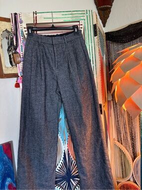 GAP Women's Charcoal Gray Wide-Leg Dress Pants